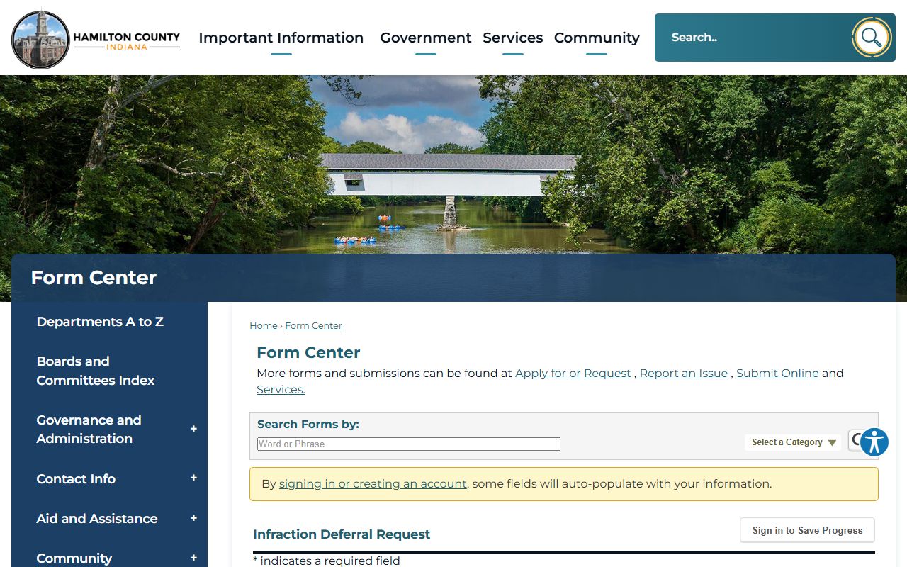 Hamilton County Clerk records infraction deferral form