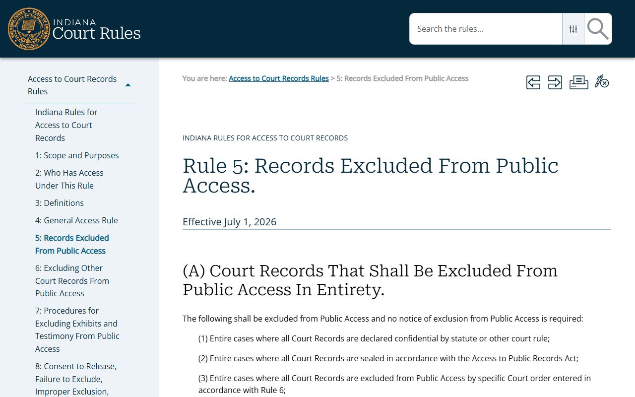 Hamilton County court dockets Access to Court Records Rule 5