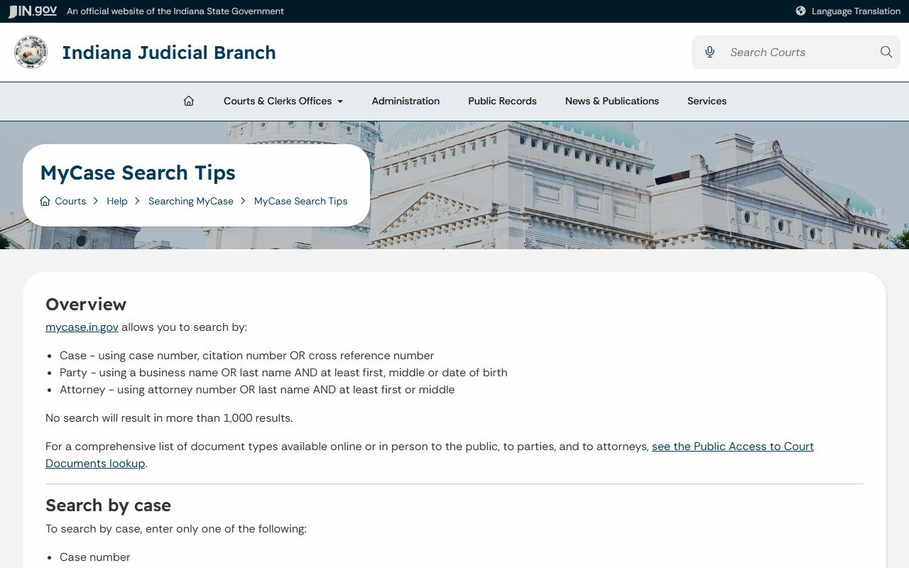 Hamilton County court dockets MyCase search tips
