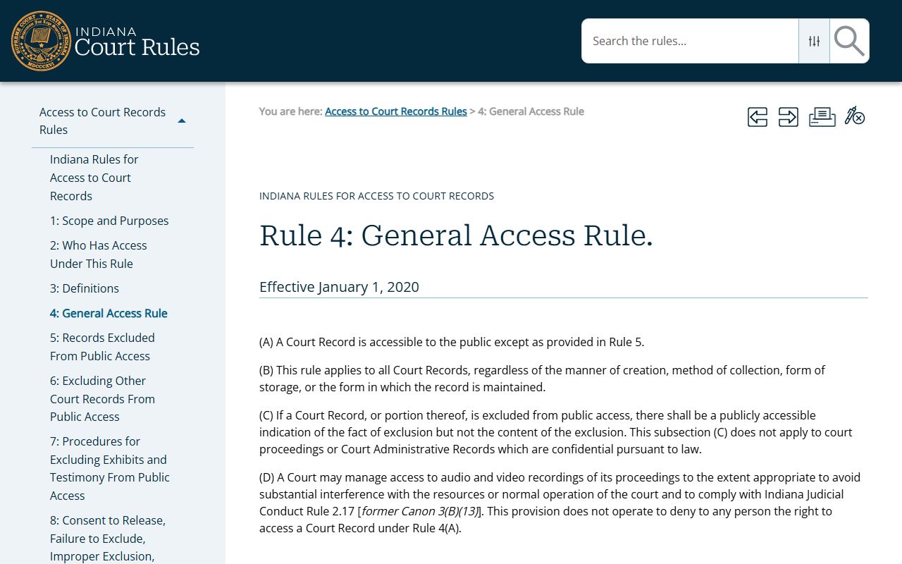 Hamilton County court records Access to Court Records Rule 4