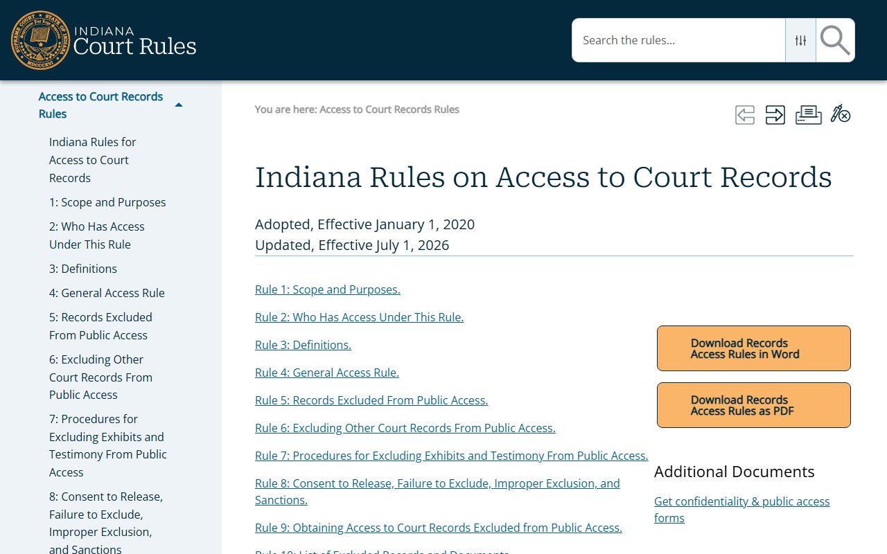 Hamilton County court records Indiana access rules index