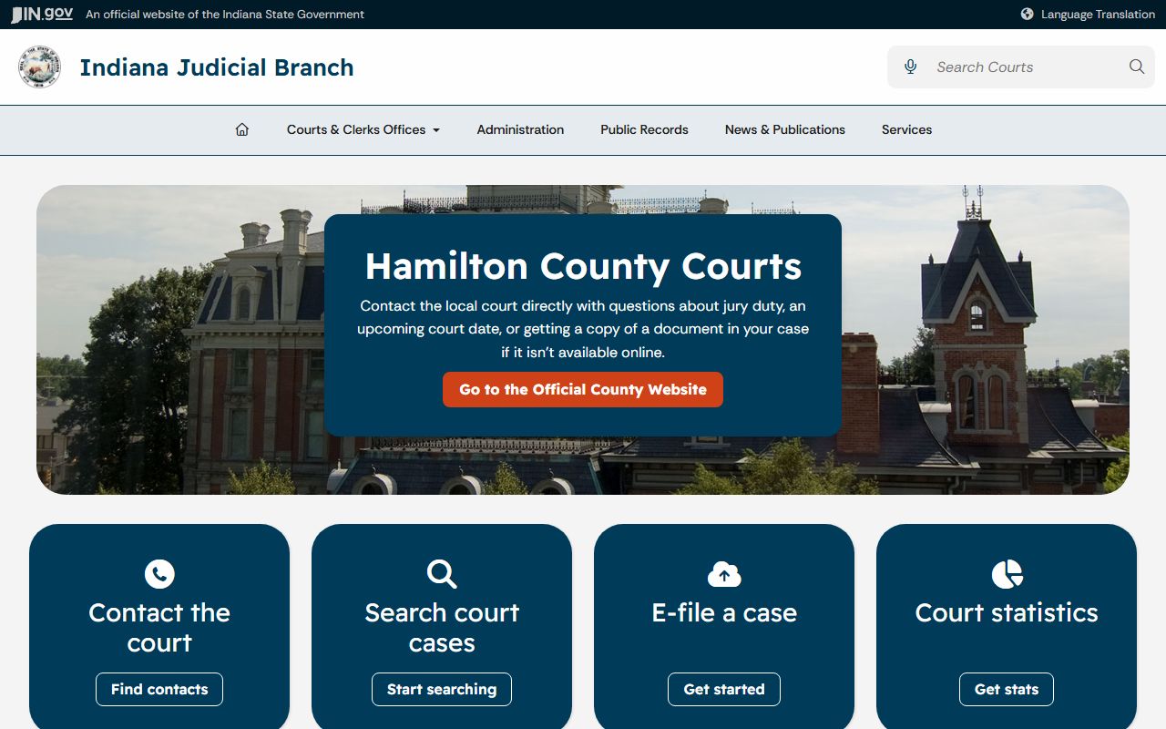 Hamilton County court records Indiana Judicial Branch local page