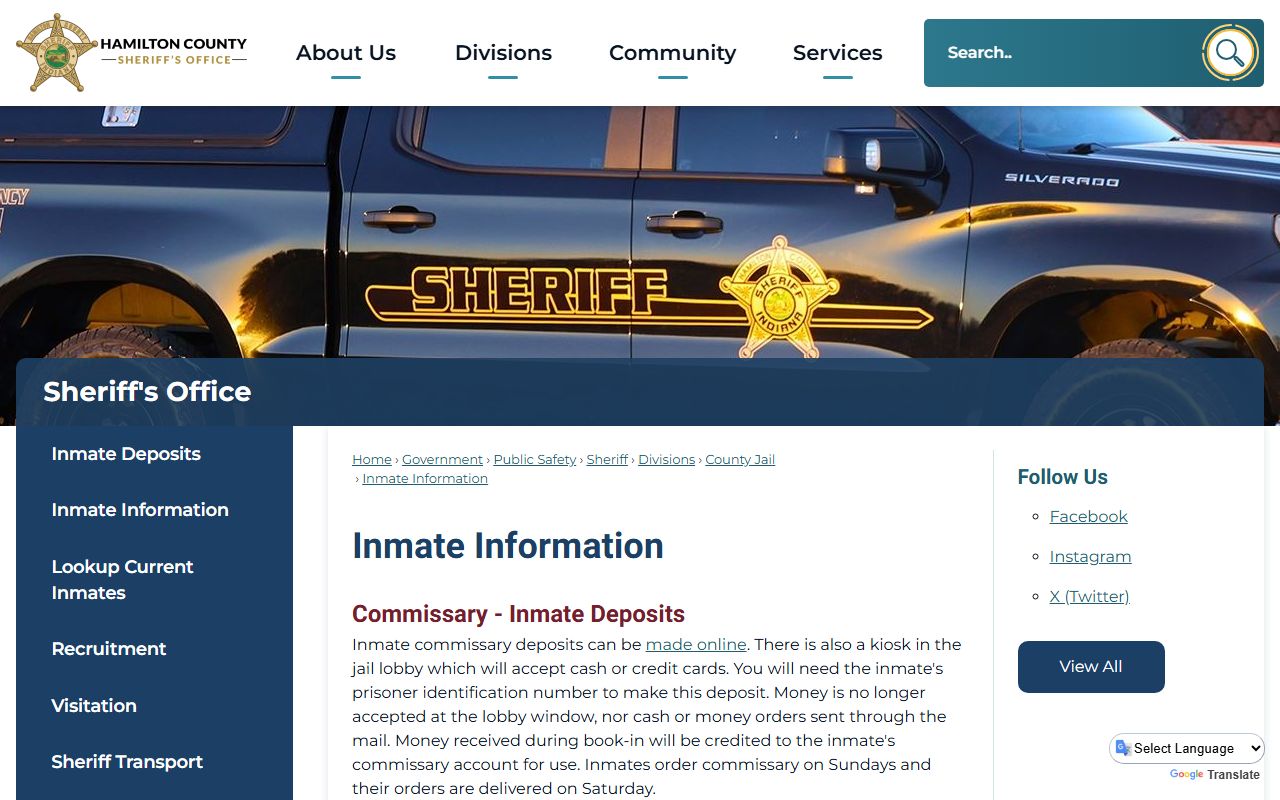 Hamilton County inmate records jail facility information