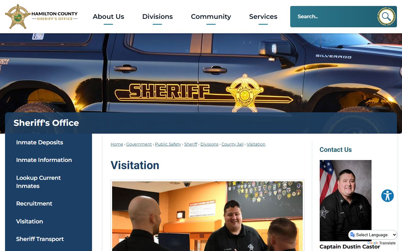 Hamilton County inmate records jail visitation page