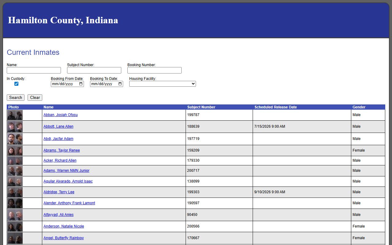 Hamilton County inmate records current jail roster search