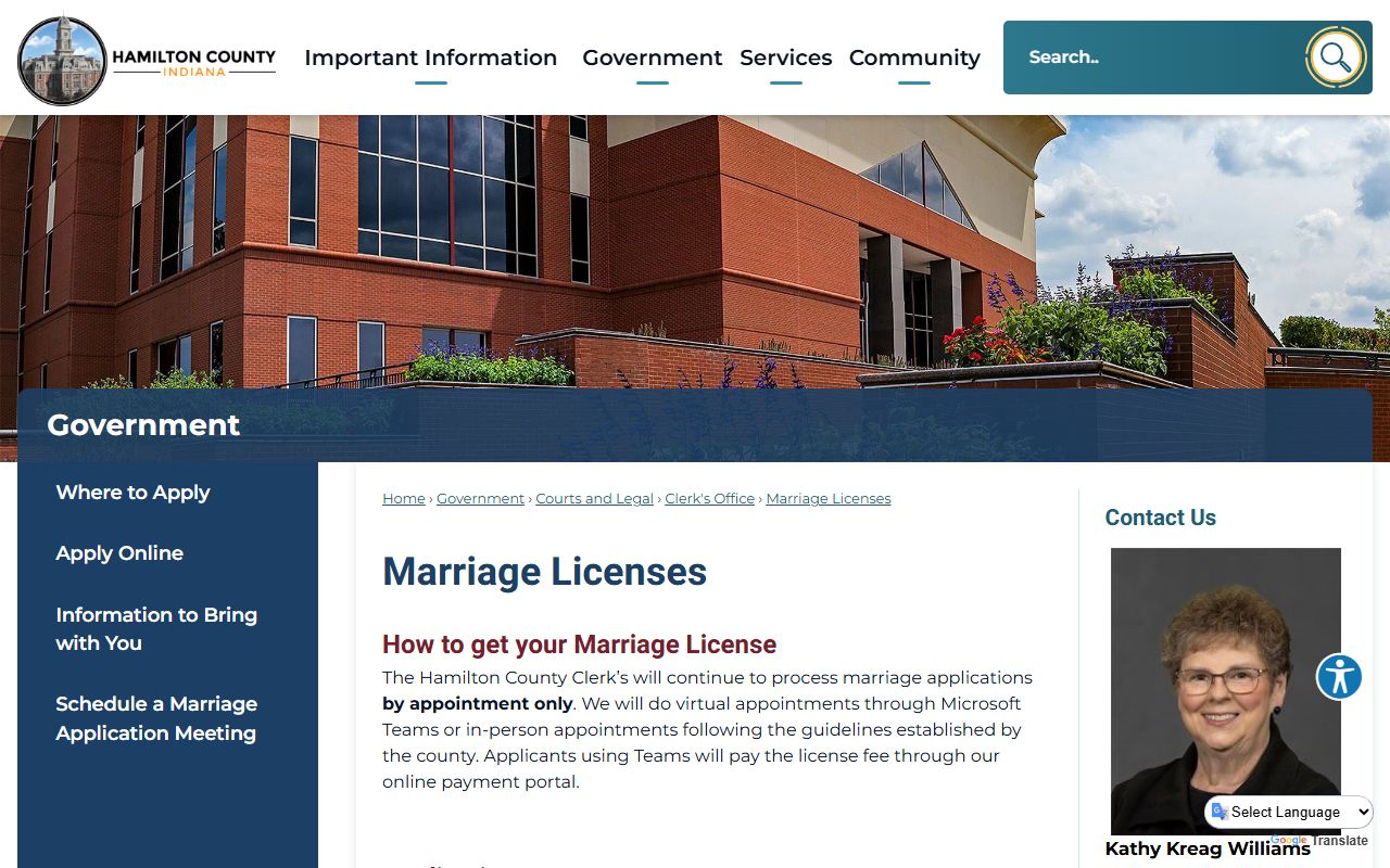 Hamilton County marriage records license page