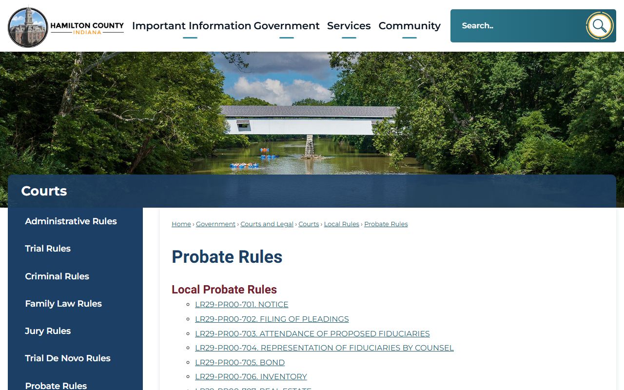 Hamilton County probate records rules page