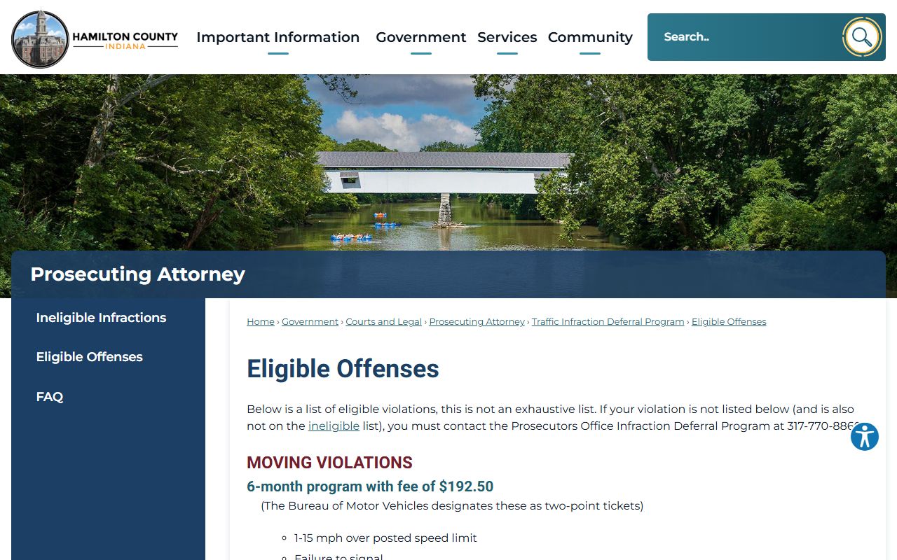 Hamilton County traffic court records deferral eligible offenses